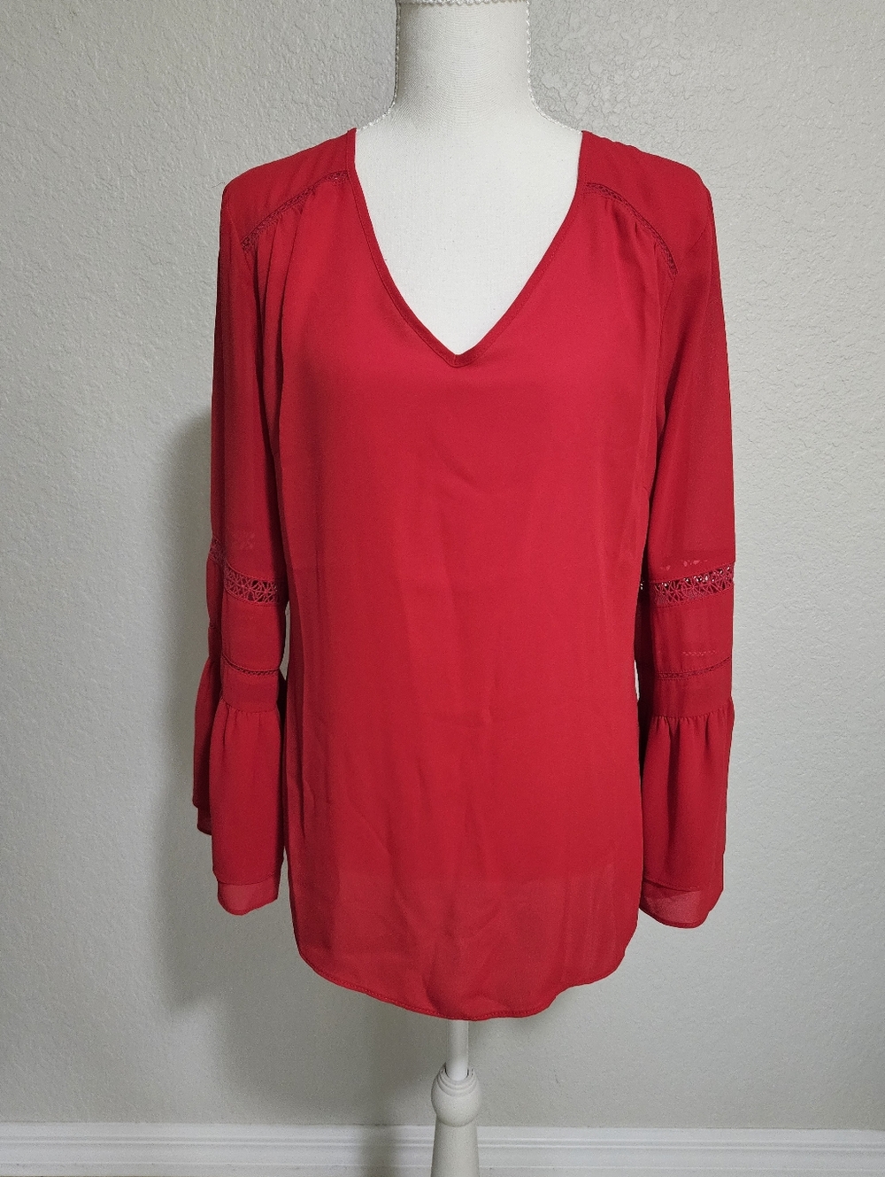 Rose & Olive Women’s Red V-Neck Blouse